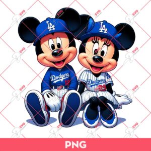 Bundle Mickey And Minnie Dodgers PNG, Disney Mouse LA Dodgers PNG, Mickey Minnie Baseball PNG