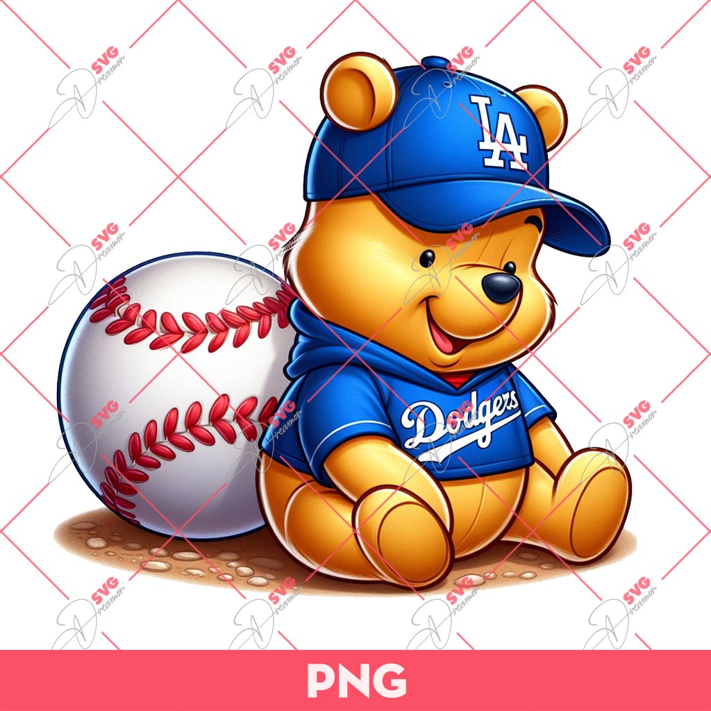 Bundle Winnie The Pooh Los Angeles Dodgers Baseball PNG, Pooh Dodgers PNG, Pooh Baseball PNG 2 4 3