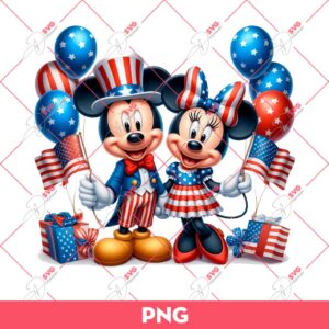 4th Of July Mickey And Minnie PNG, Disney Independence Day PNG