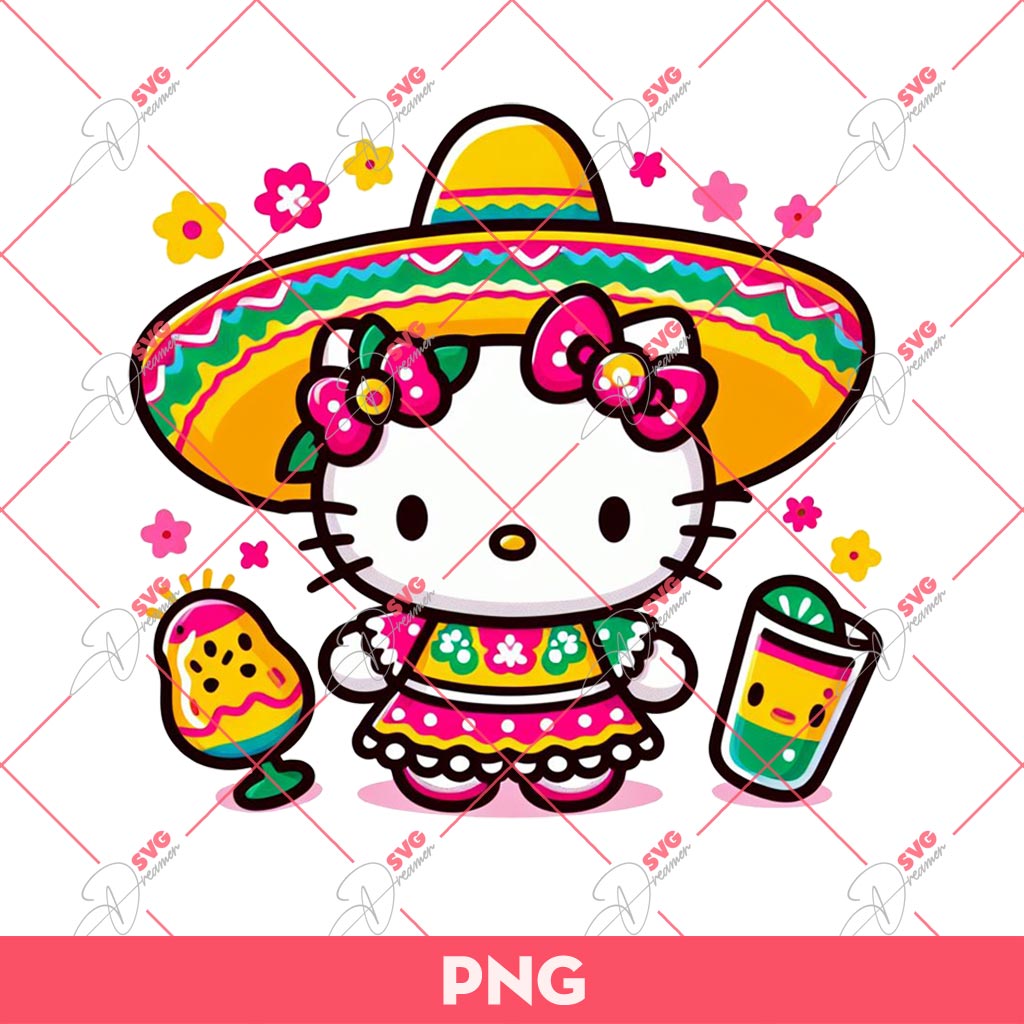 Bundle Hello Kitty Cinco De Mayo PNG, Mexican Hello Kitty Bundle PNG 7 6
