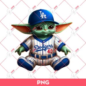 Baby Yoda Dodgers PNG, Yoda Star Wars LA Dodgers Baseball PNG