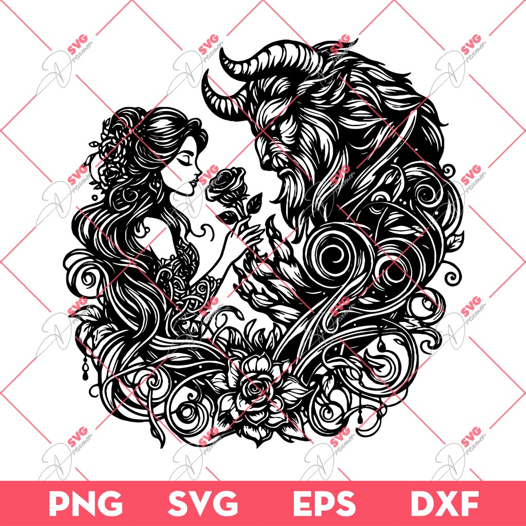 Beauty And The Beast Mandala SVG PNG, Disney Princess Belle Mandala Enchanted Rose SVG PNG 1 Beauty And The Beast Mandala SVG PNG, Disney Princess Belle Mandala Enchanted Rose SVG PNG
