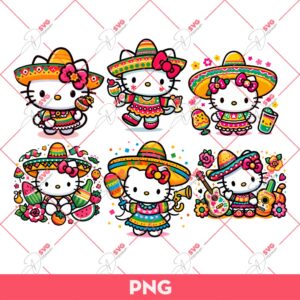 Bundle Hello Kitty Cinco De Mayo PNG, Mexican Hello Kitty Bundle PNG