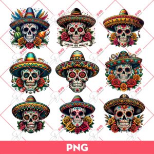Bundle Skull Cinco De Mayo PNG, Mexico Festival PNG, Skull Skeleton Mexico PNG
