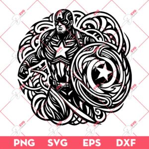 Captain America Mandala SVG, Superhero Mandala SVG, Enchanted Rose SVG PNG