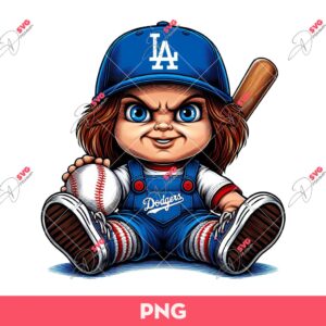 Bundle Horror Movie Characters Los Angeles Dodgers Baseball PNG, Chucky Myers Jason Pennywise Ghostface Freddy Dodgers Bundle PNG