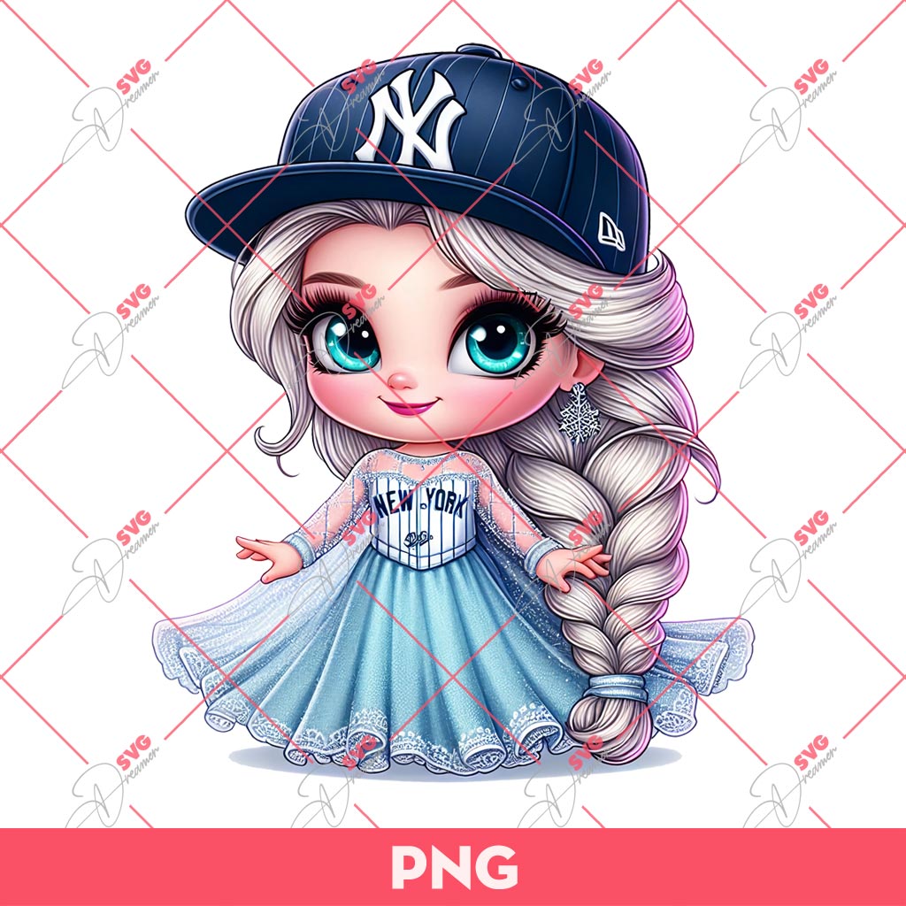 Cute Cartoon Elsa Frozen NY Yankees PNG, Disney Princess Yankees Baseball PNG 1 Cute Cartoon Elsa Frozen NY Yankees PNG, Disney Princess Yankees Baseball PNG