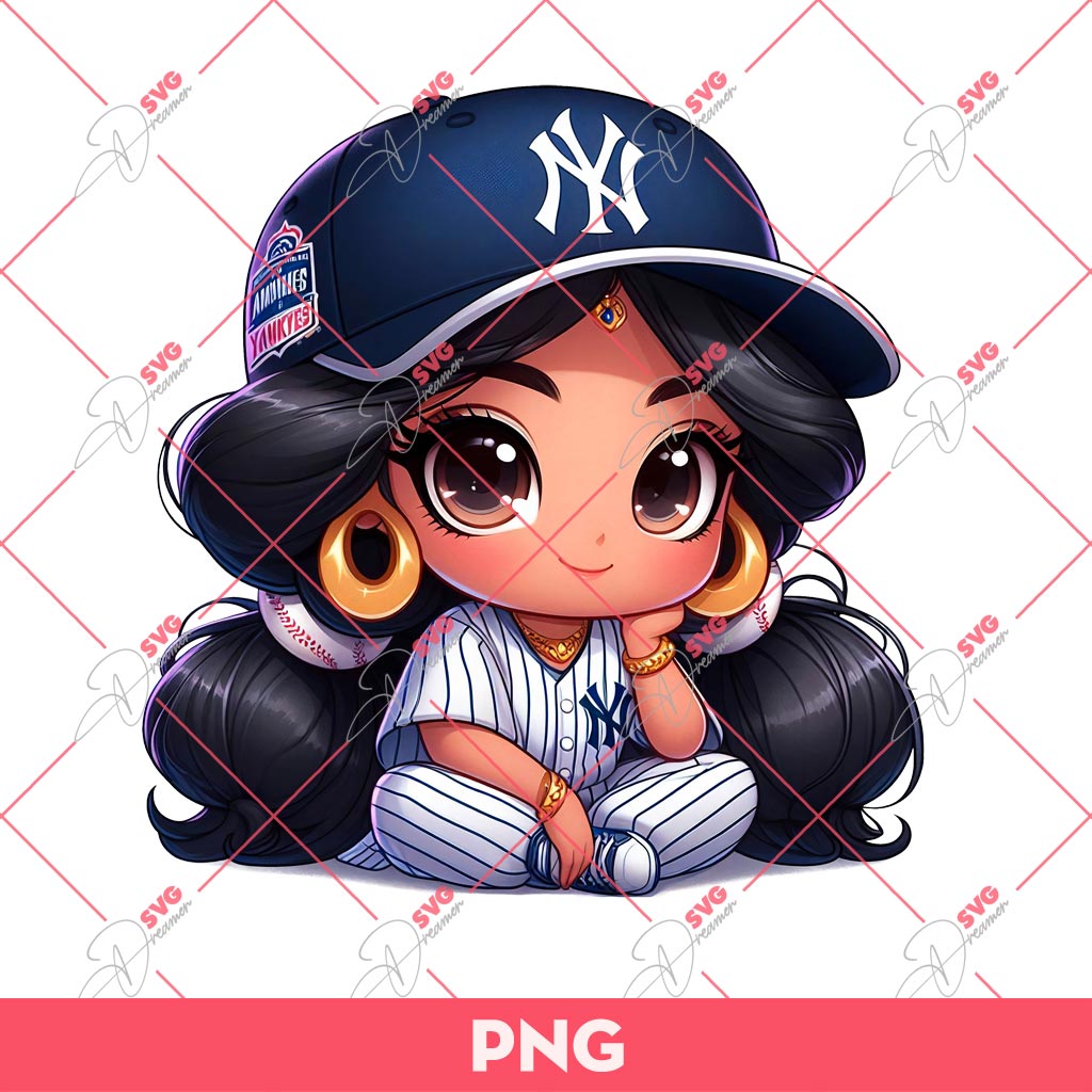 Cute Cartoon Jasmine Princess NY Yankees PNG, Jasmine Yankees PNG, Disney Princess Baseball PNG 1 Cute Cartoon Jasmine Princess NY Yankees PNG, Jasmine Yankees PNG, Disney Princess Baseball PNG