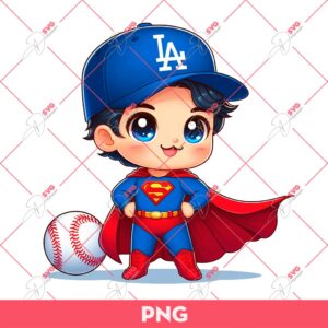 Cute Superman Dodgers PNG, Superhero Baseball LA Dodgers PNG