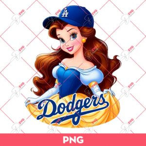 Disney Princess LA Dodgers Fan PNG, Princess Los Angeles Dodgers Baseball PNG