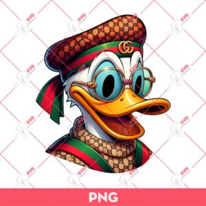 Donald Duck Gucci Fashion PNG, Disney Donald Wearing Gucci Outfits PNG