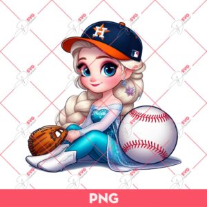 Elsa Princess Houston Astros Baseball PNG, Frozen Baseball PNG, Elsa Houston Astros PNG
