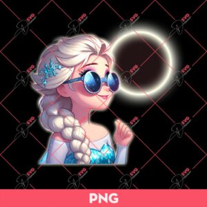 Elsa Princess With Total Solar Eclipse April 8 2024 PNG, Elsa Frozen Solar Eclipse PNG