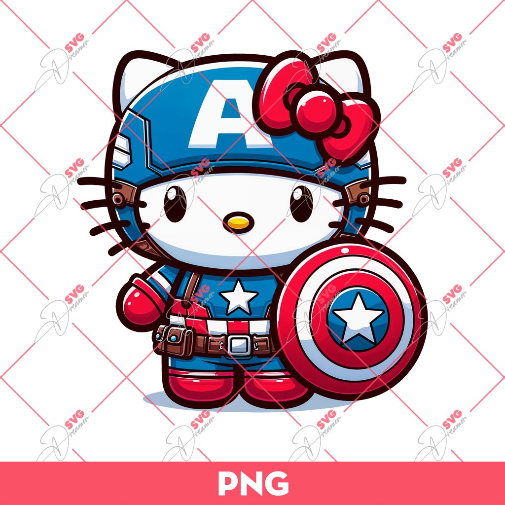 Hello Kitty Captain America PNG, Kitty Superhero PNG 1 Hello Kitty Captain America PNG, Kitty Superhero PNG