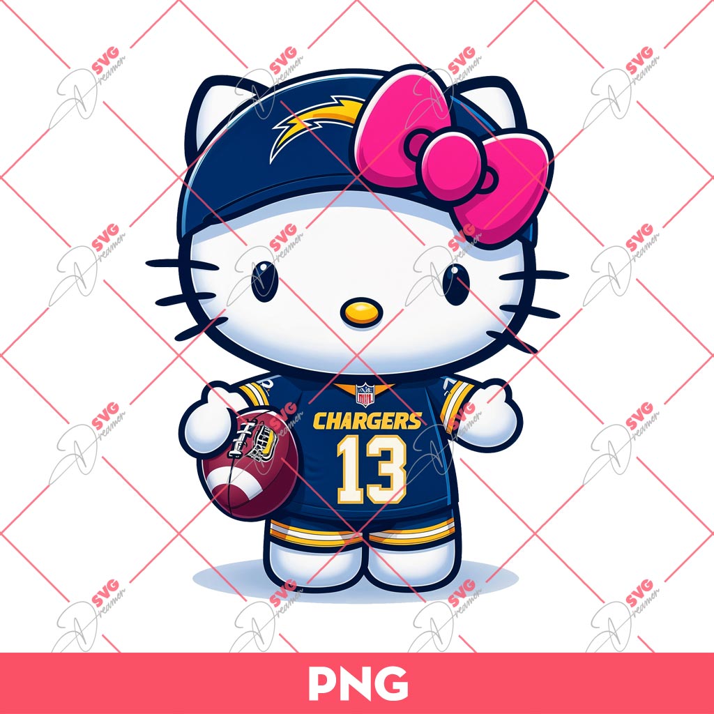 Hello Kitty Los Angeles Chargers NFL Football PNG, Kitty Chargers Football PNG 1 Hello Kitty Los Angeles Chargers NFL Football PNG, Kitty Chargers Football PNG