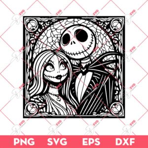 Jack Skellington And Sally Mandala SVG, Nightmare Before Christmas Couple Mandala SVG PNG, Enchanted Rose SVG PNG