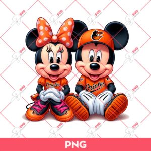 Mickey And Minnie Baltimore Orioles PNG, Disney Mickey Minnie Mouse Baseball MLB PNG