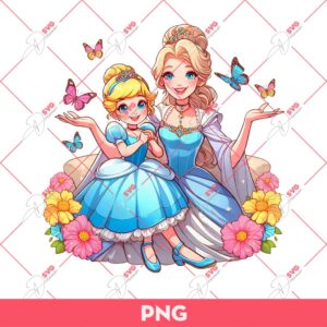 Mom And Daughter Cinderella Princess PNG, Disney Princess PNG, Mothers Day Gift PNG