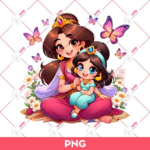 Mom And Daughter Jasmine Princess PNG, Disney Princess PNG, Mothers Day Gift PNG