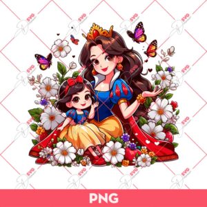 Mom And Daughter Snow White Princess PNG, Disney Princess PNG, Mothers Day PNG