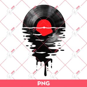 Music Record Sunset Red PNG, Music Record PNG