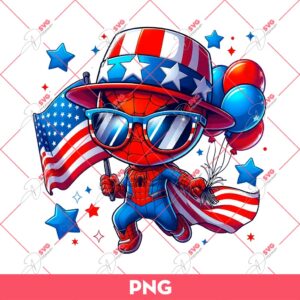 Spiderman 04th Of July PNG, Superhero Independence PNG