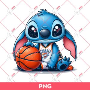 Stitch Oklahoma City Thunder PNG, Stitch Basketball PNG, Stitch NBA Thunder PNG