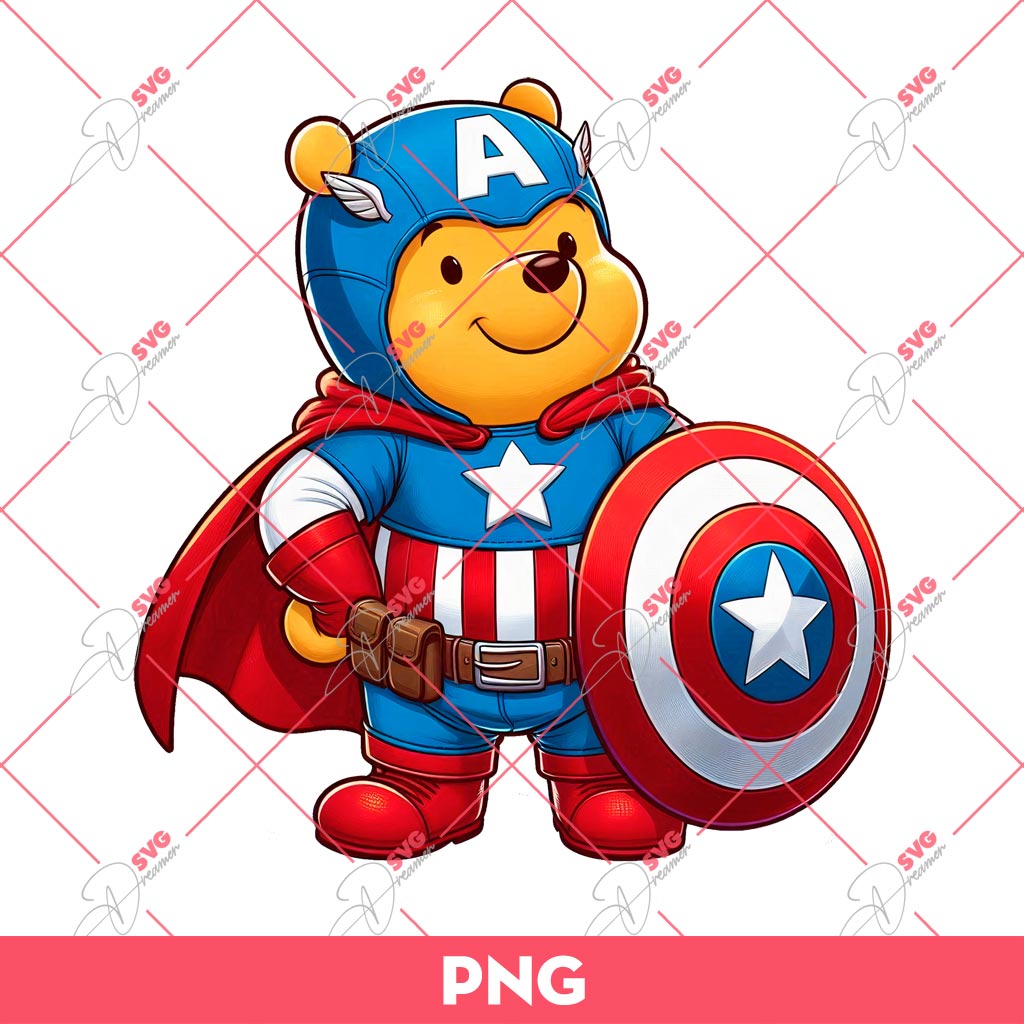 Winnie The Pooh Captain America PNG, Pooh Bear Avengers Superhero PNG 1 Winnie The Pooh Captain America PNG, Pooh Bear Avengers Superhero PNG