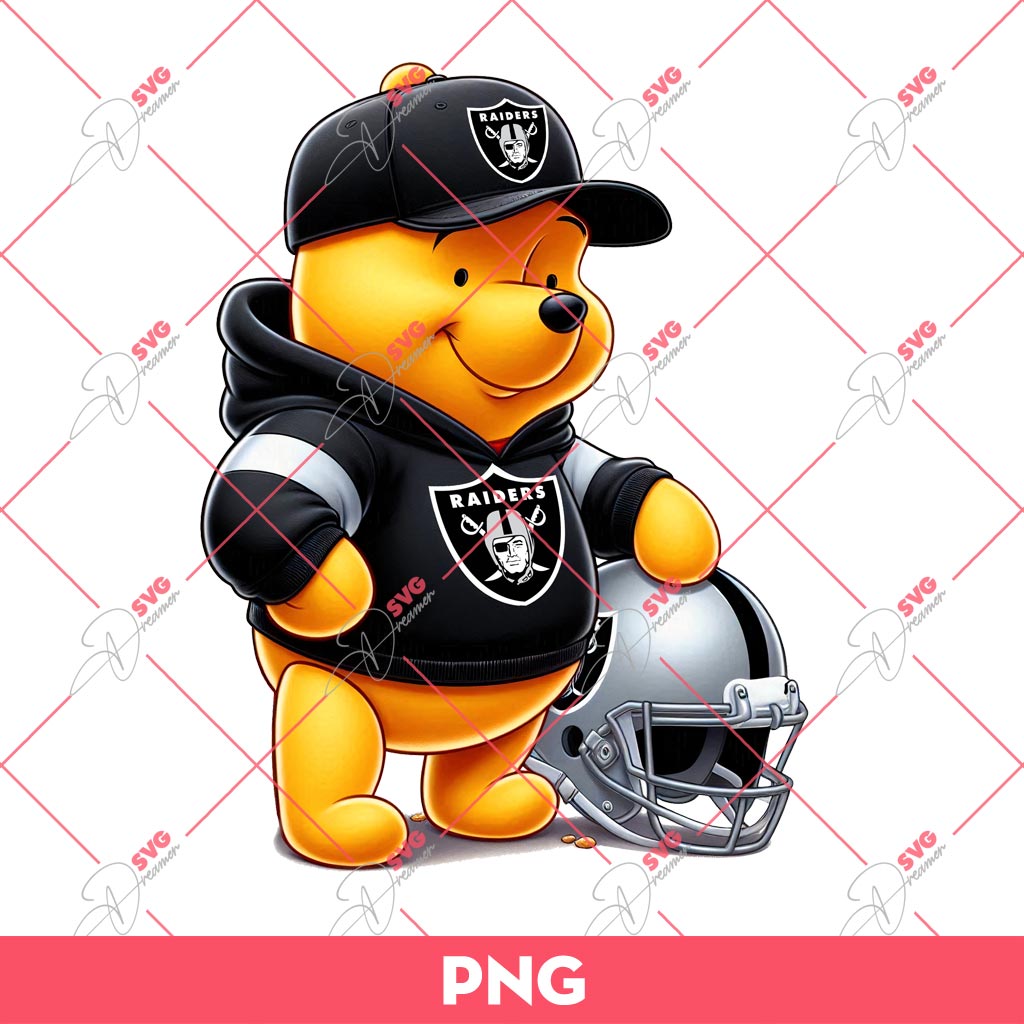 Bundle Las Vegas Raiders PNG, Bundle Cartoon Characters NFL Football Raiders Team PNG 9 Winnie The Pooh Las Vegas Raiders PNG, Pooh Bear NFL Foolball PNG, Pooh Raiders PNG