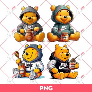 Winnie The Pooh Wearing Nike Outfits Bundle PNG, Pooh Bear Nike Bundle PNG
