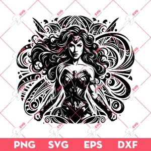Wonder Woman Mandala SVG, Superhero Mandala SVG, Enchanted Rose SVG PNG