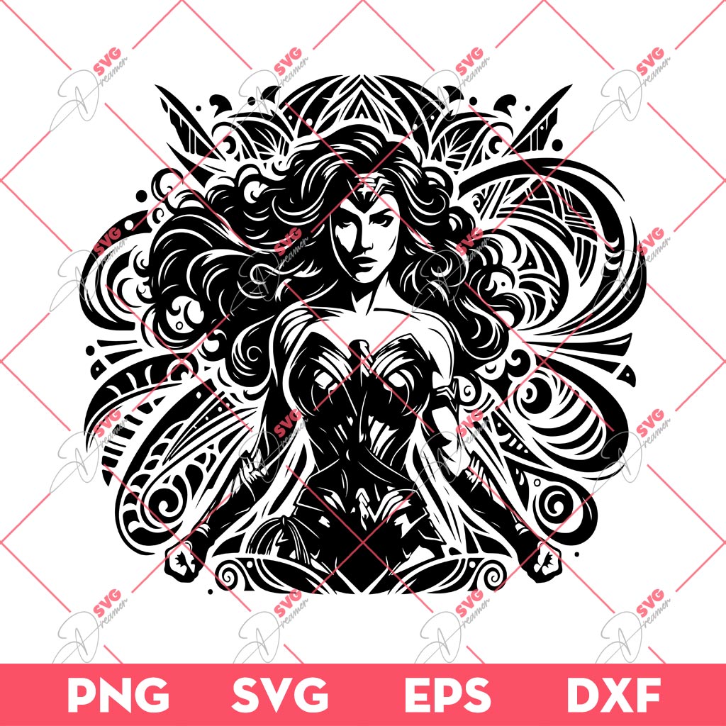 Wonder Woman Mandala SVG, Superhero Mandala SVG, Enchanted Rose SVG PNG 1 Wonder Woman Mandala SVG, Superhero Mandala SVG, Enchanted Rose SVG PNG