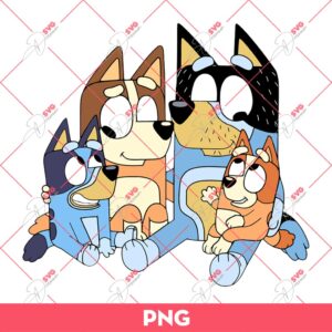 Bundle Bluey Characters PNG, Bandit Heeler Bingo Muffin Bluey Dog PNG Bundle
