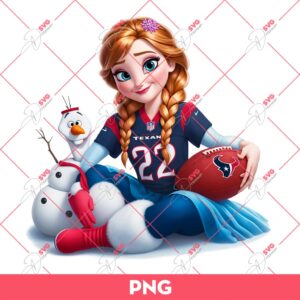 Bundle Disney Princess Houston Texans PNG, Cute Girls Houston Texans PNG Bundle 12 Anna Frozen Houston Texans PNG Disney Princess NFL Football PNG 1