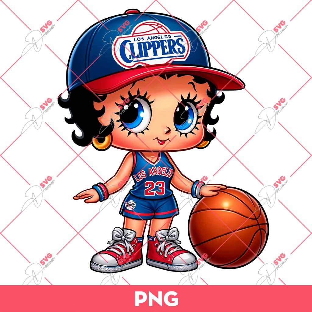 Bundle Cute Betty Boop PNG, Bundle Betty Boop Sport NBA MLB NFL (Over 50 Designs) 27 Betty Boop Los Angeles Clippers PNG, Cute Betty Boop Basketball PNG