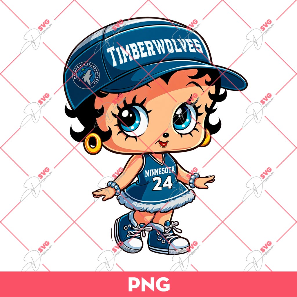 Bundle Cute Betty Boop PNG, Bundle Betty Boop Sport NBA MLB NFL (Over 50 Designs) 28 Betty Boop Minnesota Timberwolves PNG, Cute Betty Boop Basketball PNG