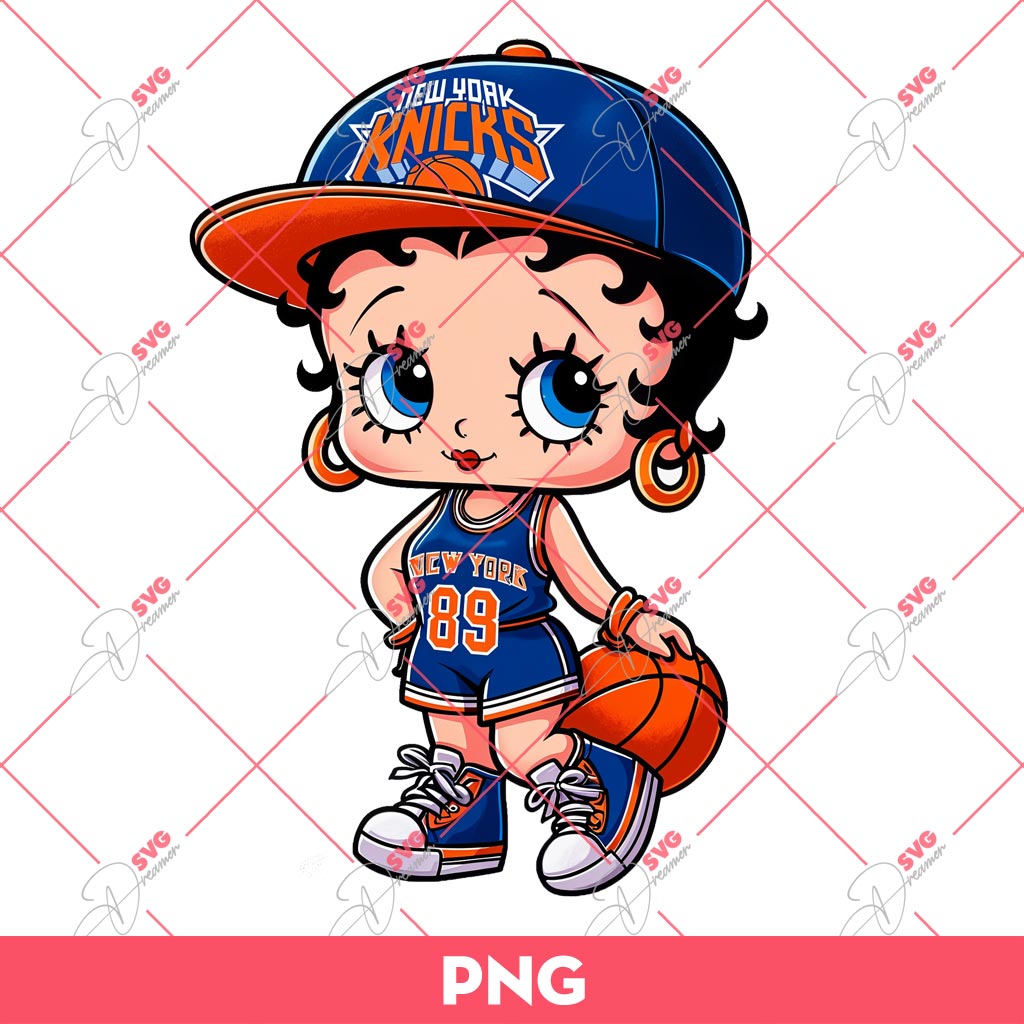 Bundle Cute Betty Boop PNG, Bundle Betty Boop Sport NBA MLB NFL (Over 50 Designs) 33 Betty Boop New York Knicks PNG, Cute Betty Boop Basketball PNG