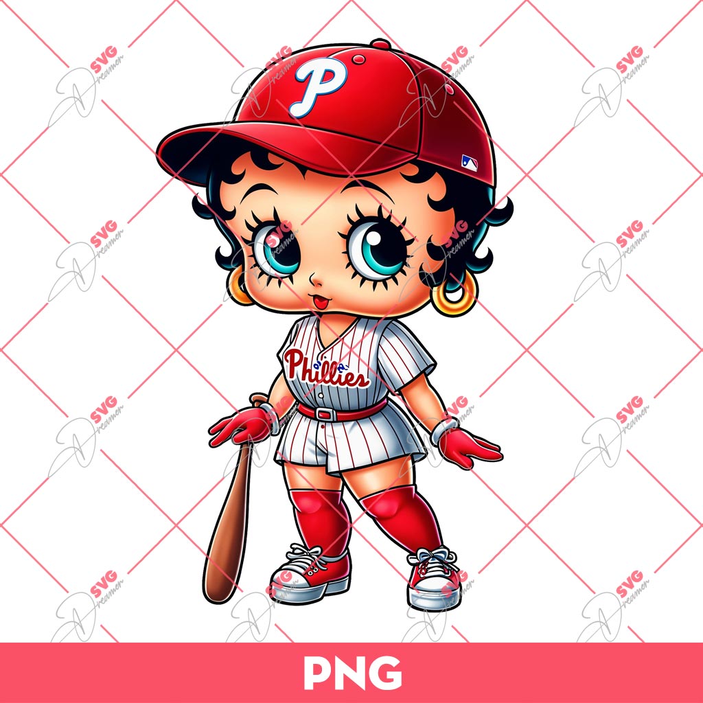 Bundle Cute Betty Boop PNG, Bundle Betty Boop Sport NBA MLB NFL (Over 50 Designs) 39 Betty Boop Philadelphia Phillies PNG, Cute Betty Boop Baseball PNG