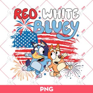 Bluey America Independence Day PNG, Red White Bluey US Flag PNG, Bluey 04th Of July PNG