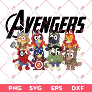 Bluey Avengers SVG PNG, Bluey Superhero SVG PNG EPS DXF