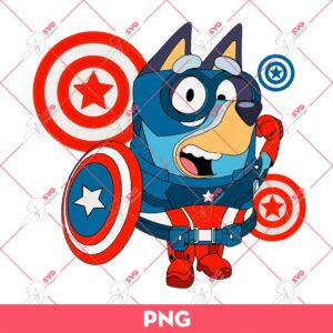 Bluey Captain America PNG, Bluey Superhero PNG