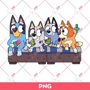 Bluey Friends PNG, Bluey Bandit Heeler Bingo Muffin PNG