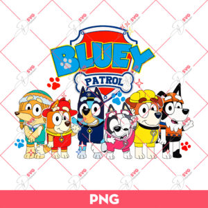 Bluey Patrol PNG, Paw Patrol Bluey PNG