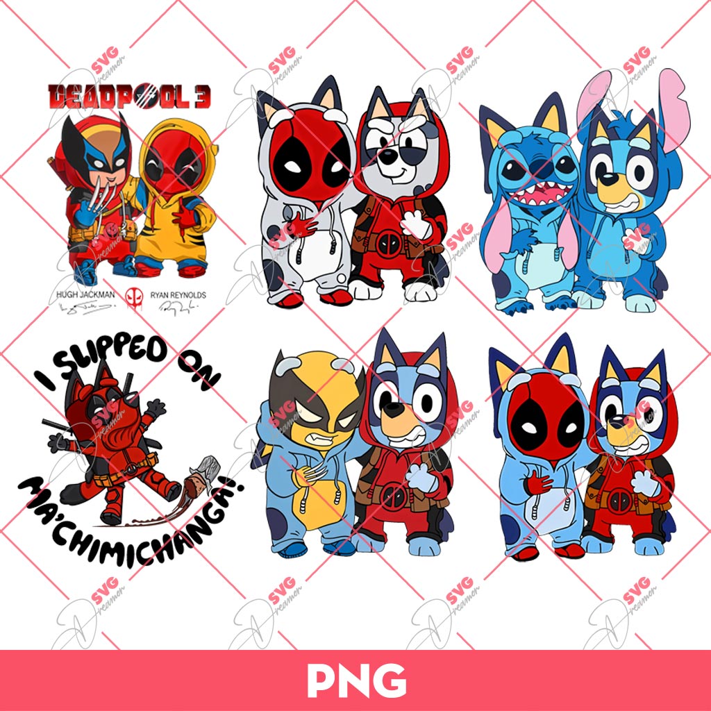 Bundle Bluey Stitch Deadpood Wolverine PNG, Bundle Deadpool Bluey Wolverine PNG 1 Bundle Bluey Stitch Deadpood Wolverine PNG, Bundle Deadpool Bluey Wolverine PNG