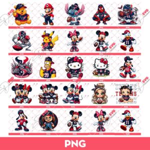 Bundle Cartoon Houston Texans NFL Football PNG, Cartoon Characters Houston Texans PNG Bundle