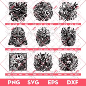 Bundle Superhero Mandala SVG, Enchanted Rose Cartoon SVG, Superhero Mandala SVG PNG Bundle
