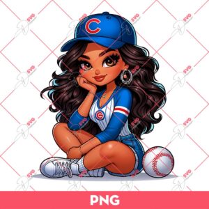 Chicana Girl Chicago Cubs PNG, Cute Latina Girl Chicago Cubs PNG, Chicana Girl Baseball PNG