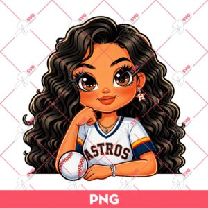Chicana Girl Houston Astros PNG, Latina Girl Baseball PNG, Houston Astros Girl PNG