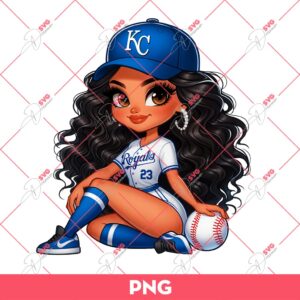 Chicana Girl Kansas City Royals PNG, Cute Latina Girl Baseball KC Royals PNG