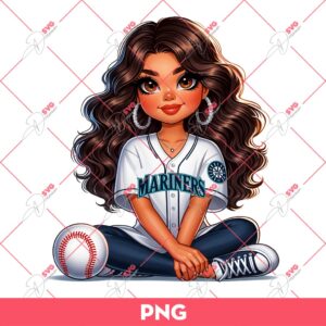 Chicana Girl Seattle Mariners Baseball PNG, Latina Girl Mariners MLB Baseball PNG